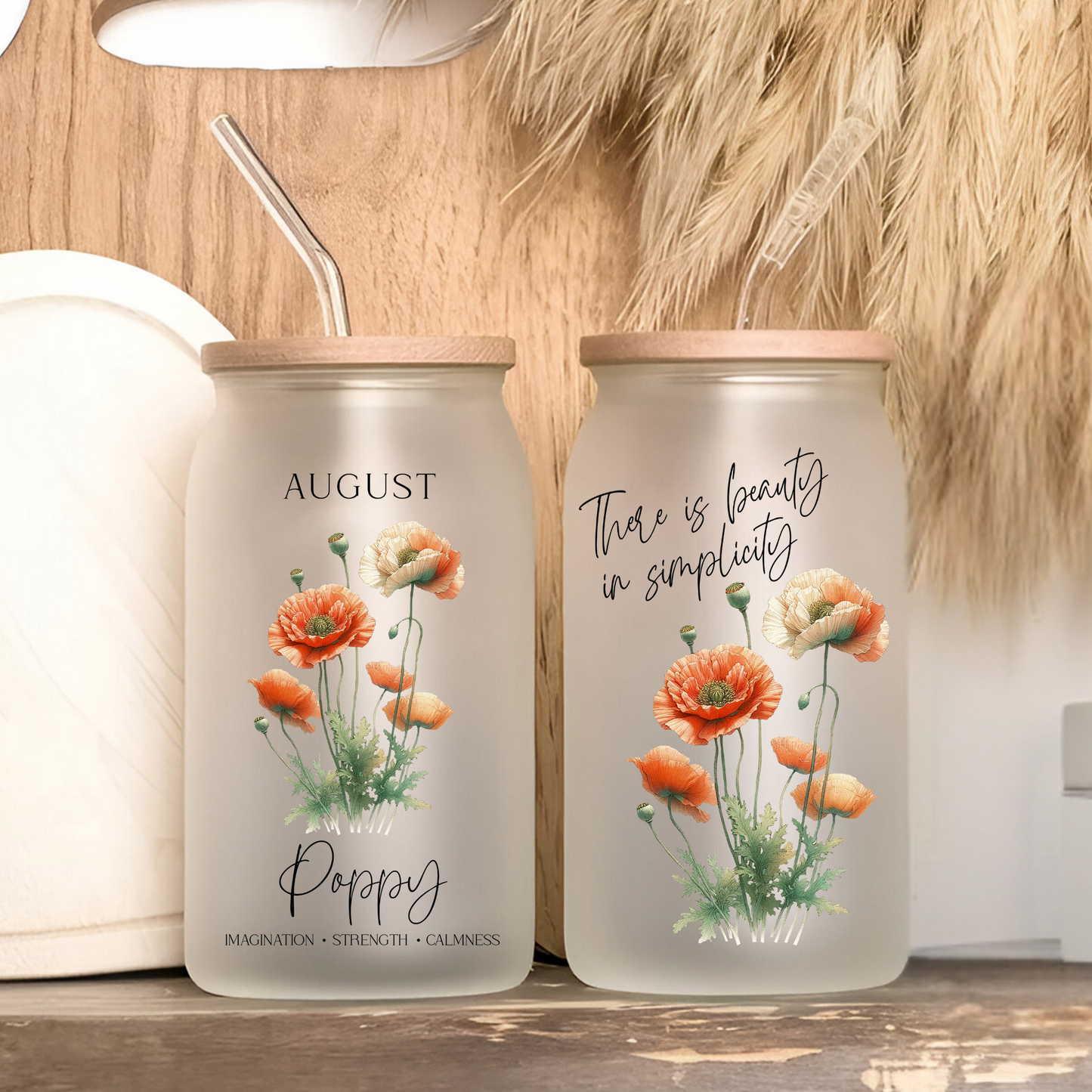 August Birth Flower Affirmation Glass Cup