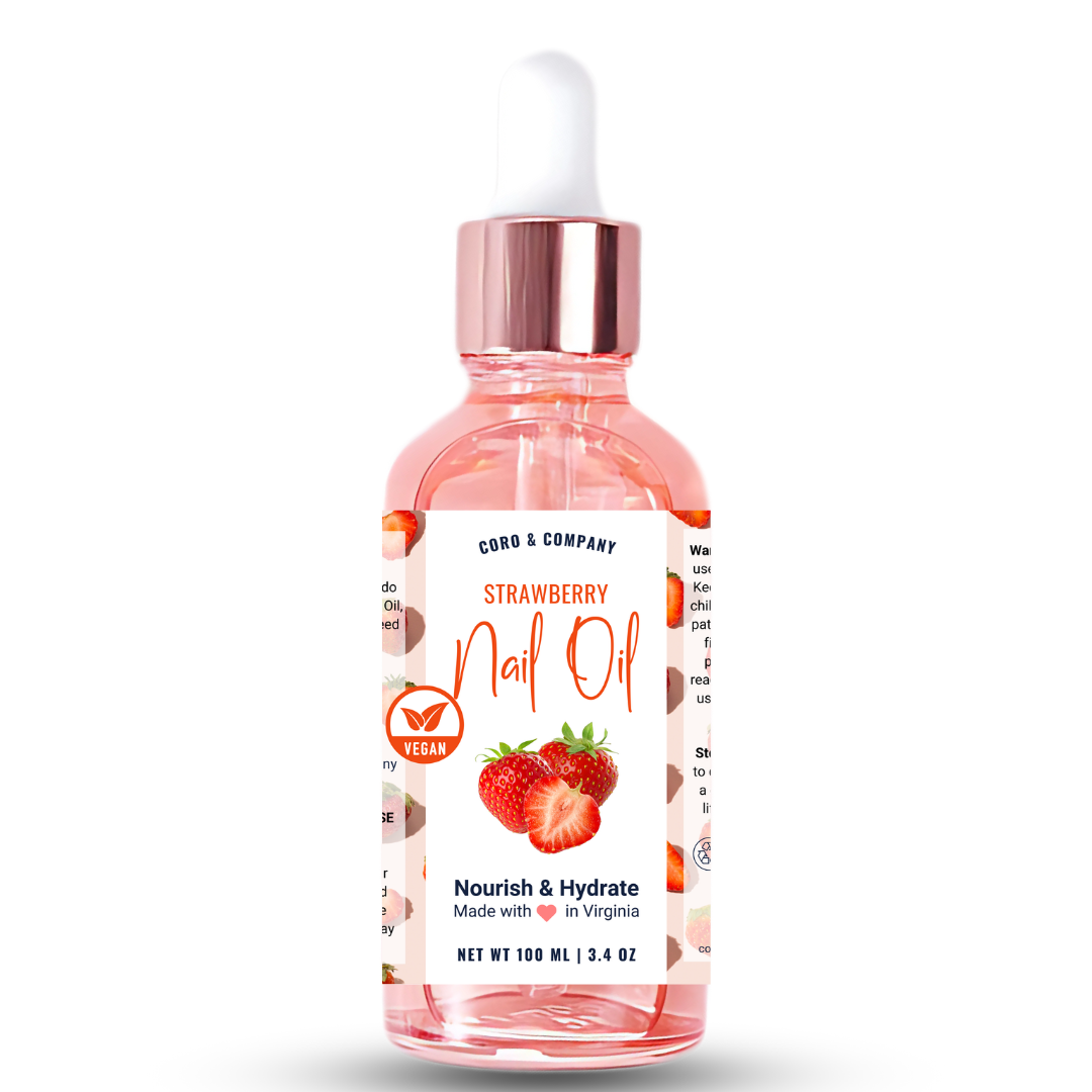 Strawberry Scented 100ml Nail + Cuticle Oil Dropper Bottle