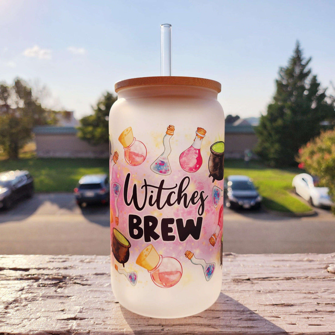 Witches Brew Beer Glass Can Tumbler • Drinkware Glass Can Tumbler