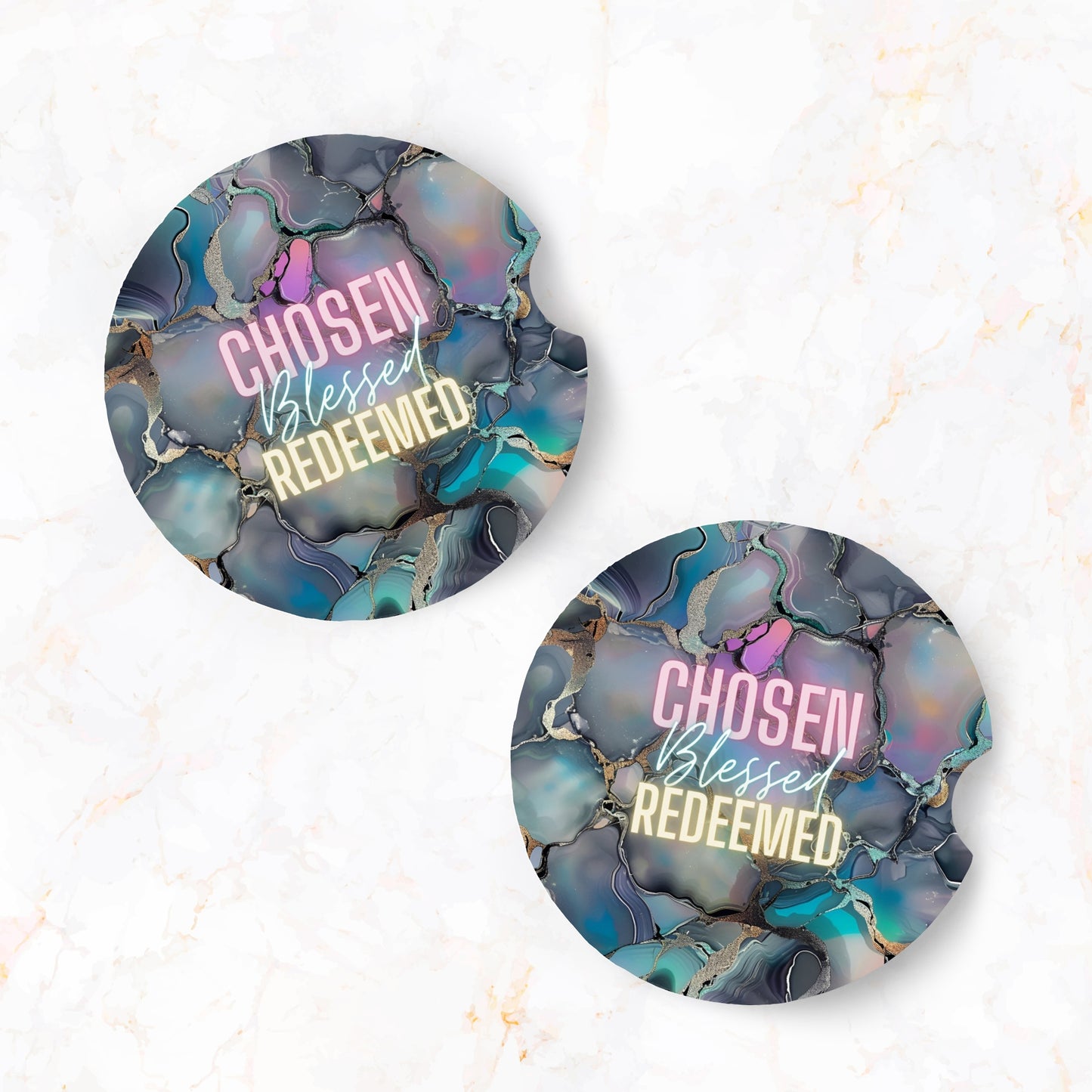 Chosen Blessed Redeemed Car Coaster Set (2-Pack)