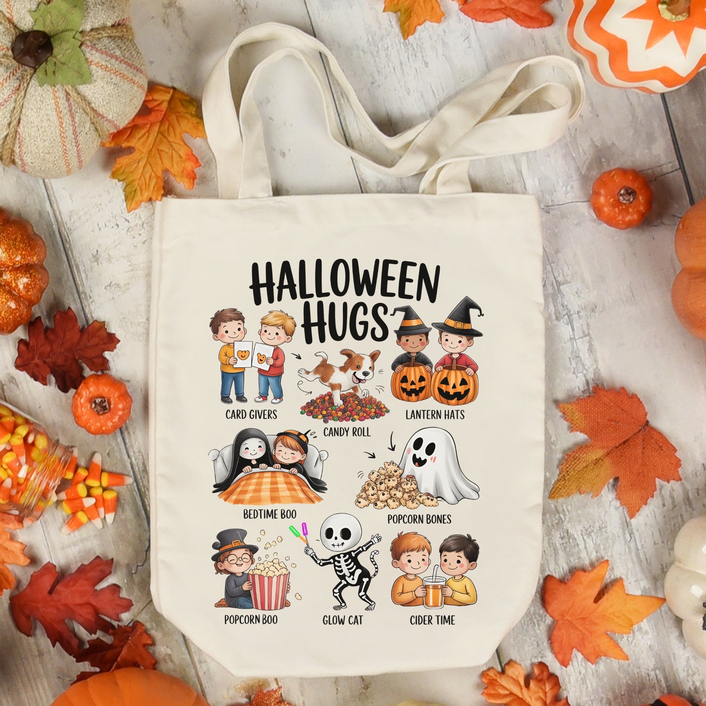 Halloween Hugs Tote Bag | Wholesome Halloween Bag Tote Bag
