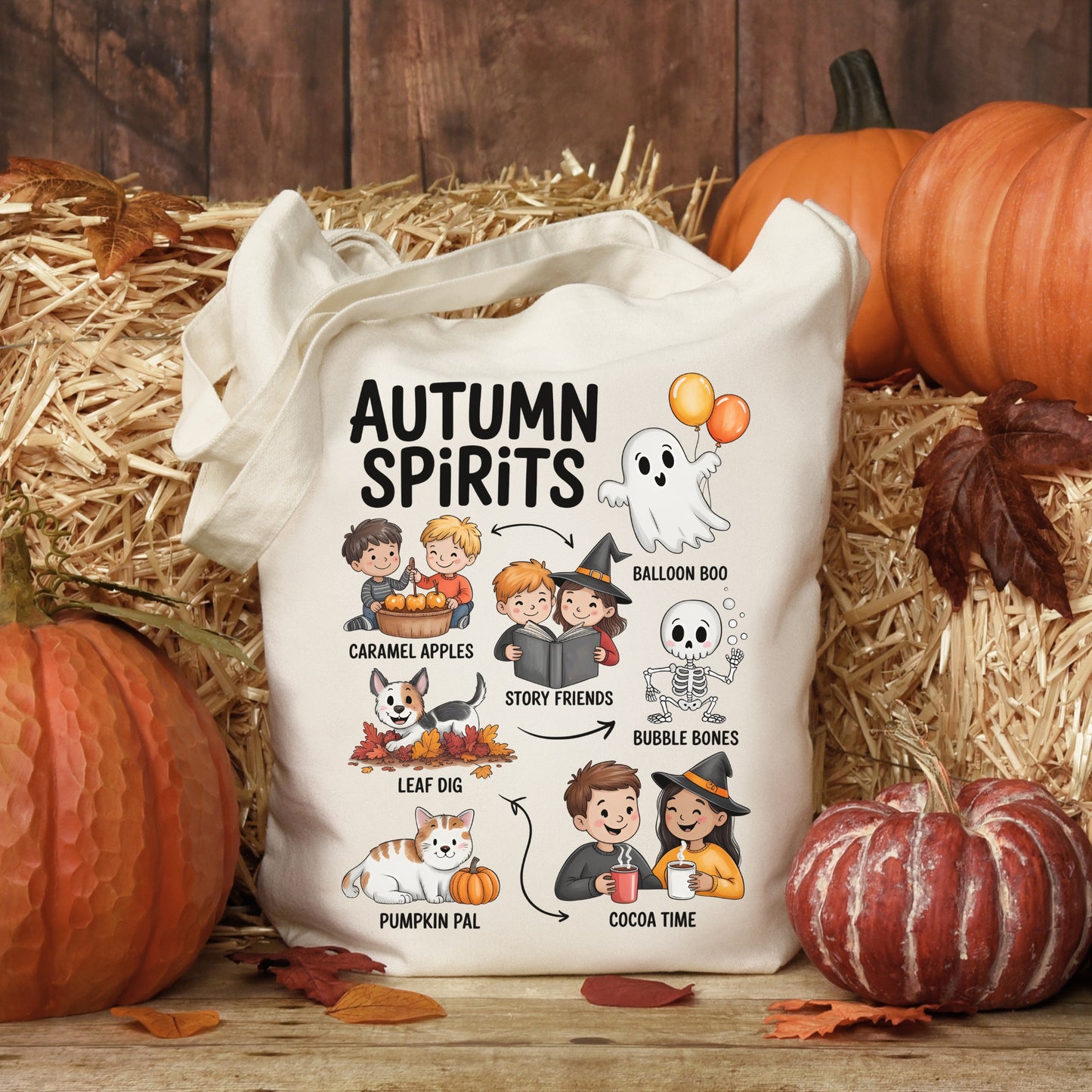 Autumn Spirits Tote Bag | Cozy Fall & Halloween Bag Tote Bag