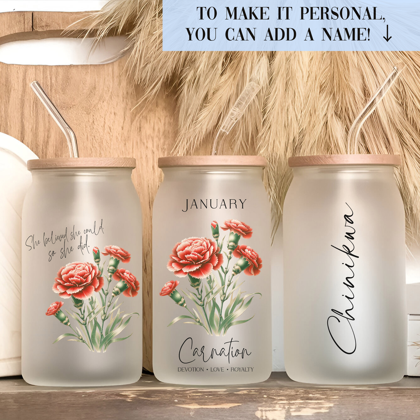 August Birth Flower Affirmation Glass Cup