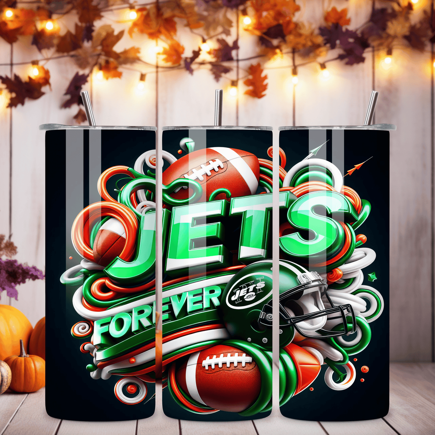 Jets Forever Skinny Tumbler • 20 oz Stainless Steel • Drinkware