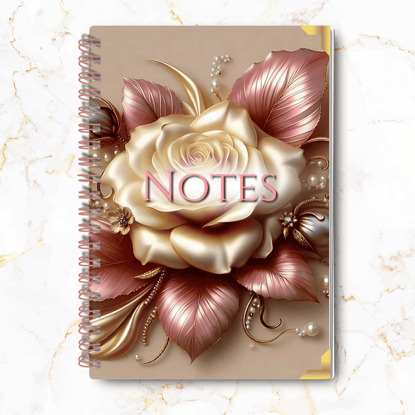 Pearl Petals – Vintage Rose Gold Notebook Journal