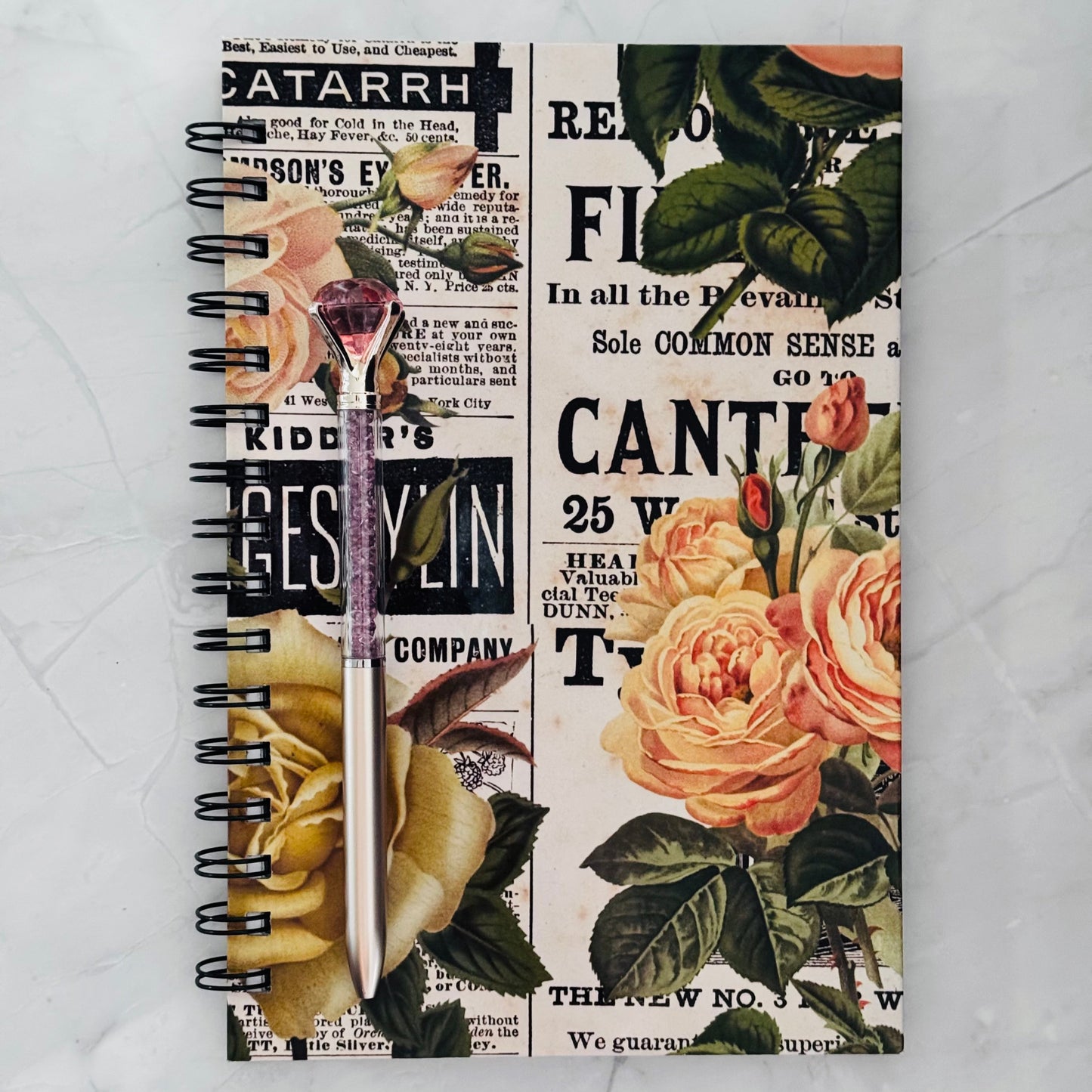 Lemon & Lace – Vintage Newspaper Notebook