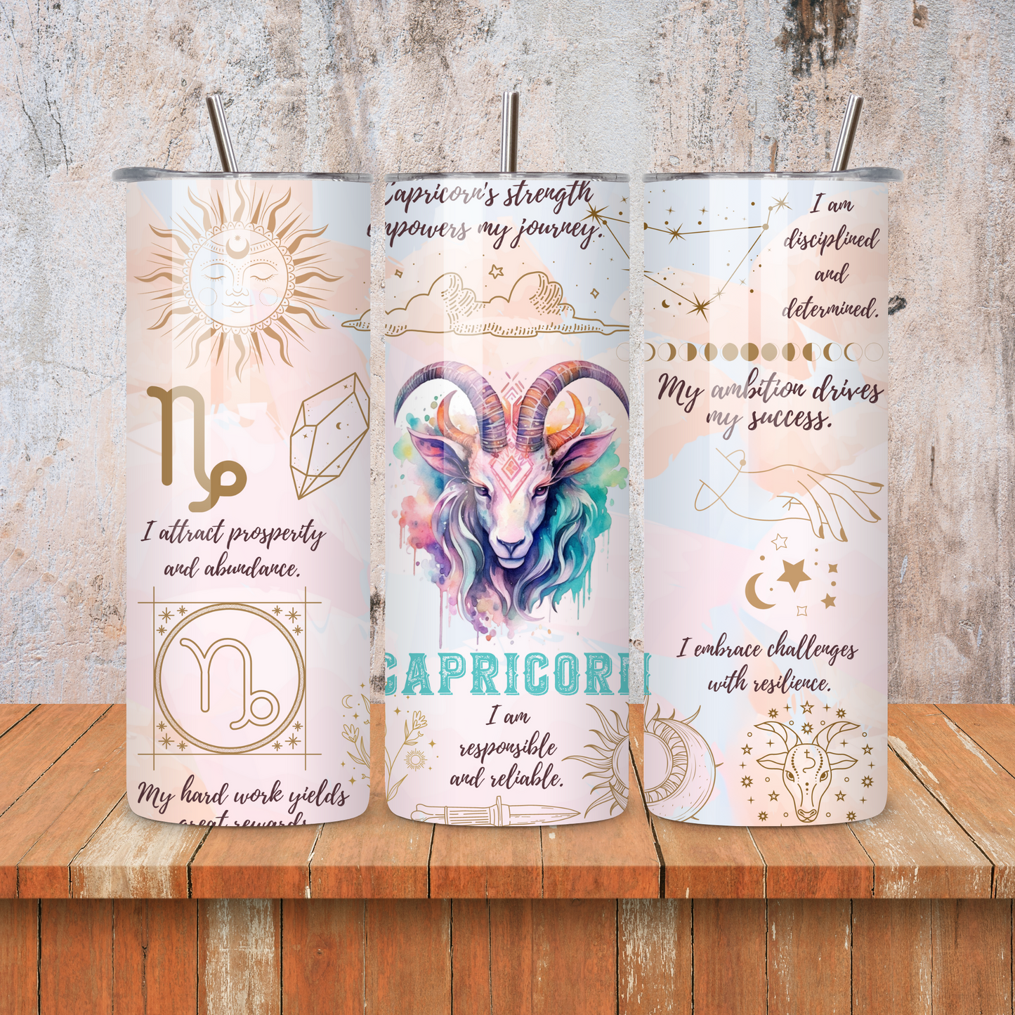 Capricorn : Zodiac Essence Skinny Tumbler • 20oz Stainless Steel • Drinkware Tumbler