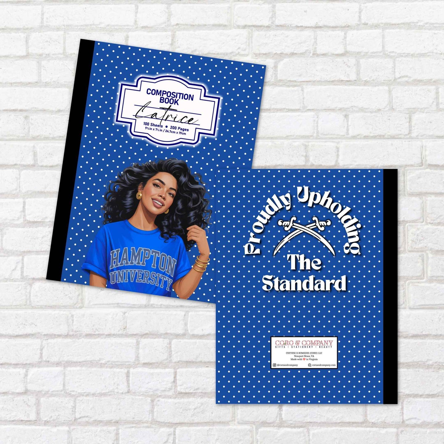 Personalized Hampton University Composition Book – HBCU College Edition Notebook