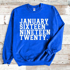 Vintage January Sixteenth Crewneck Pullover Sweatshirt Blue Sweater