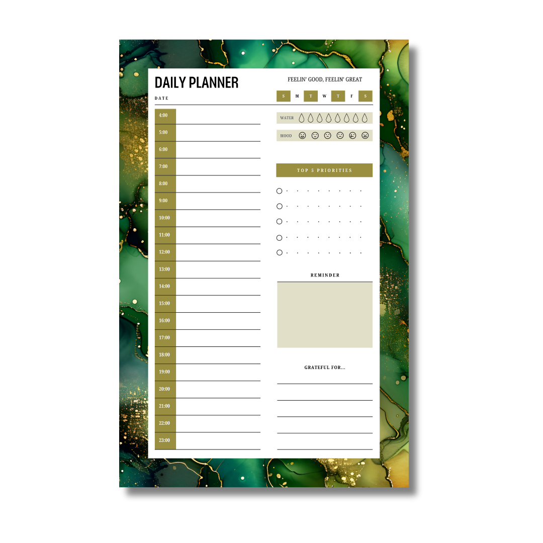 Feelin' Good Feelin' Great Hourly Daily Planner Notepad • 8.5 x 5.5"