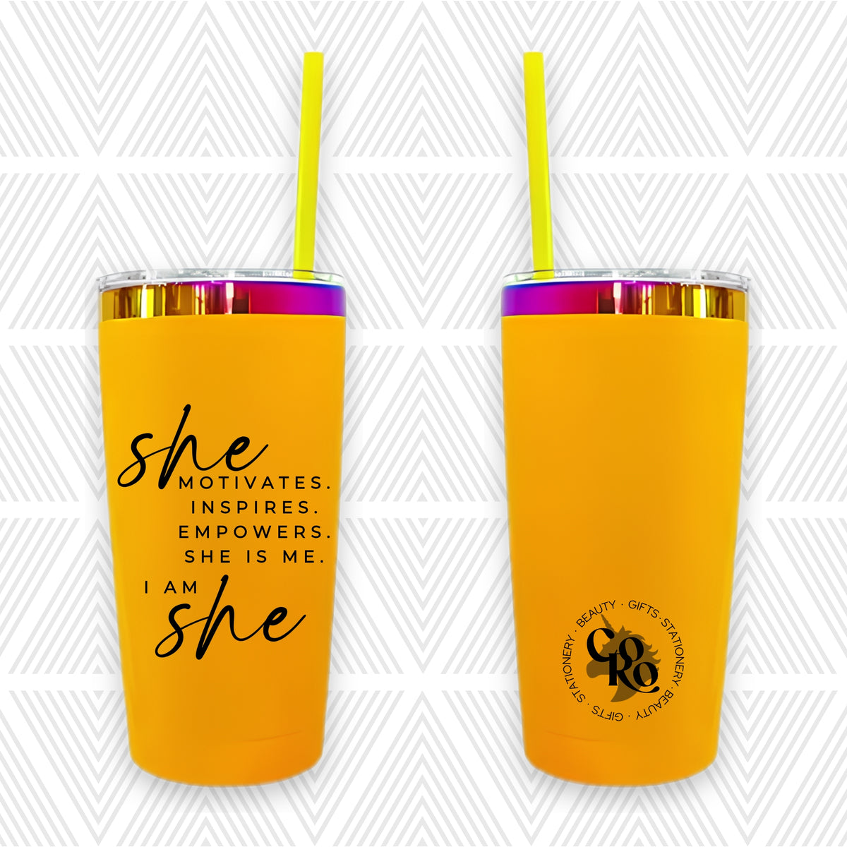 She Motivates 20oz Tapered Tumbler