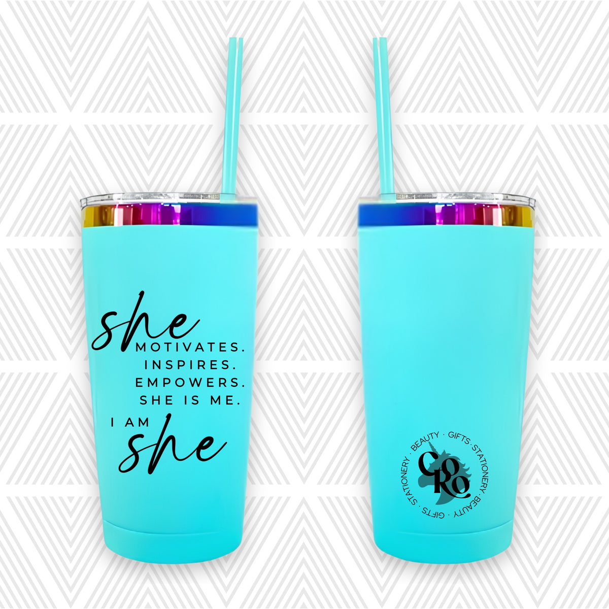 She Motivates 20oz Tapered Tumbler