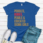 Poodles, Rubies, + Pearls Unisex Sorority Tee • Crew Neck Blue T-Shirt