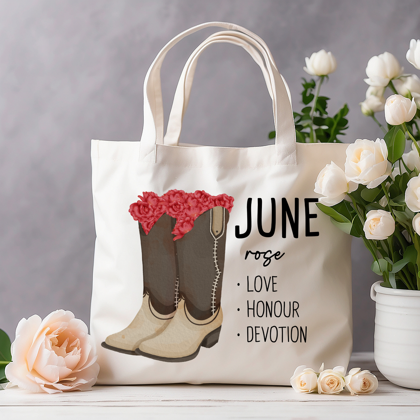 June Bloom & Boot Tote Bag