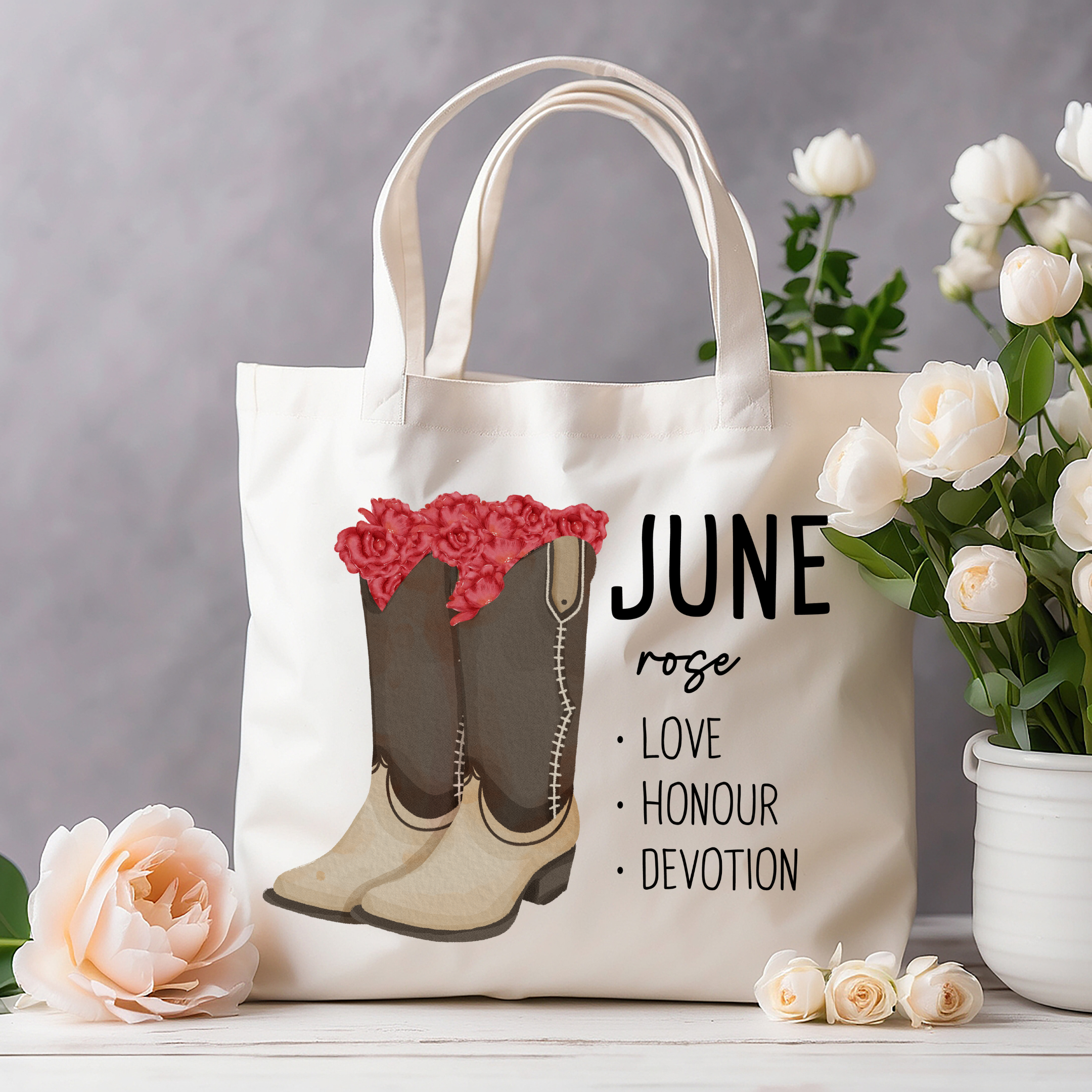 June Bloom & Boot Tote Bag Tote Bag