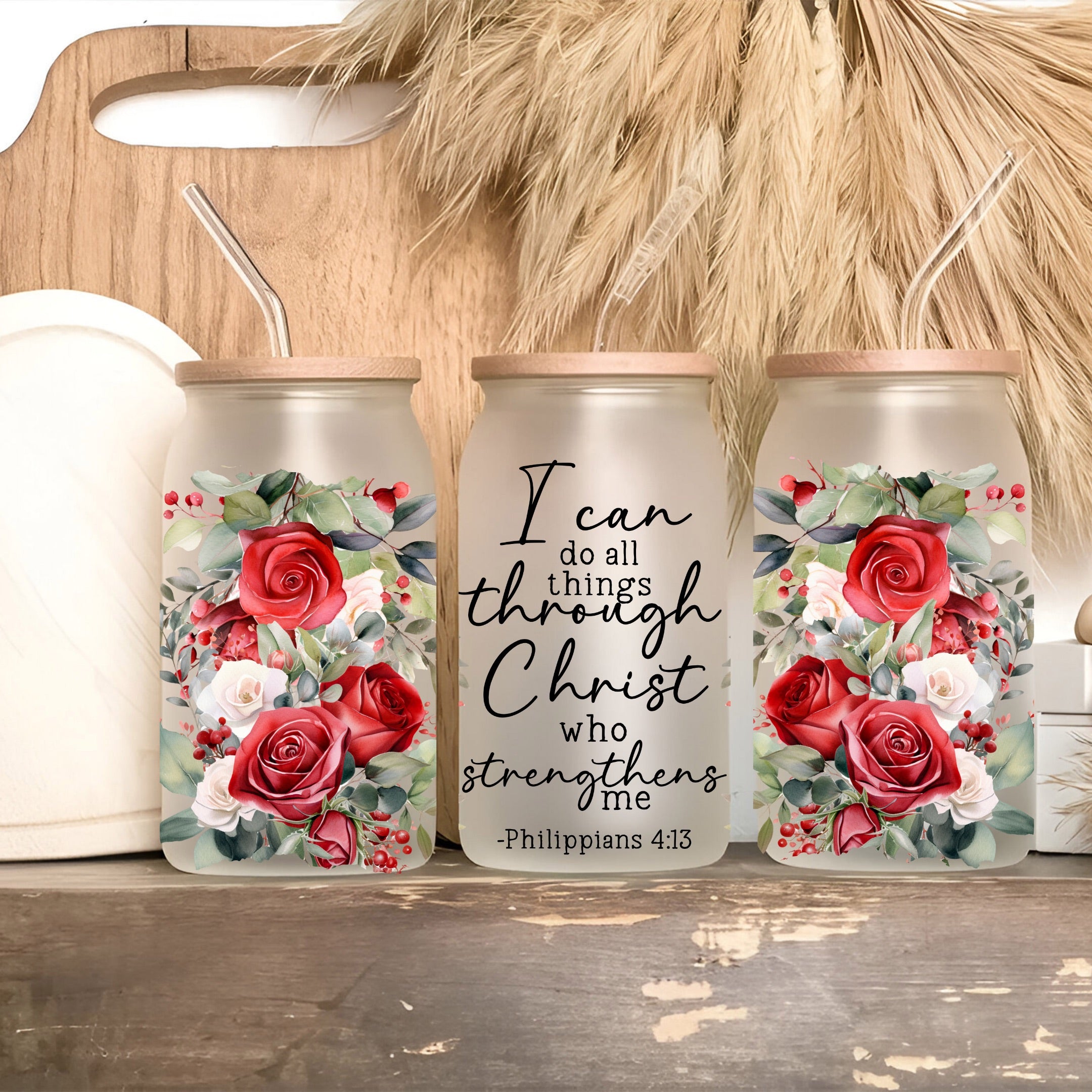 Bible Verse Scripture Cup with Lid and Straw