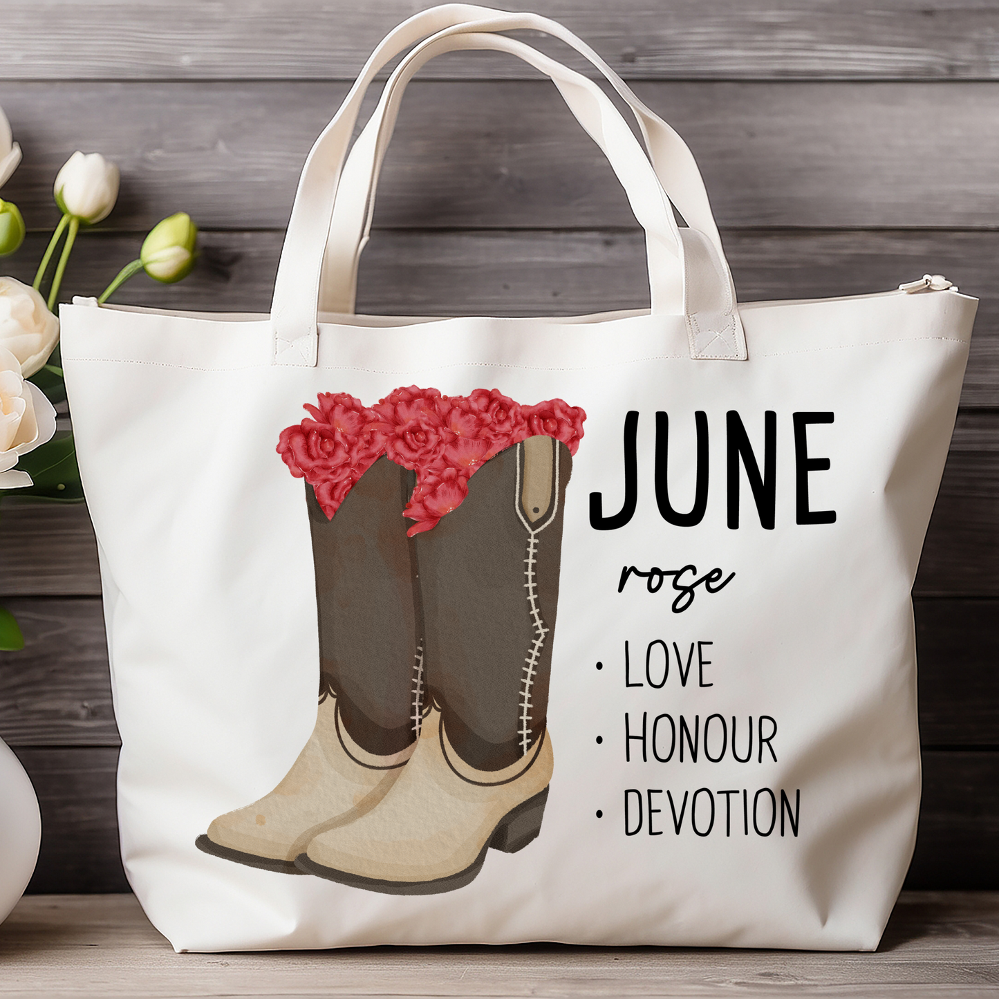 June Bloom & Boot Tote Bag