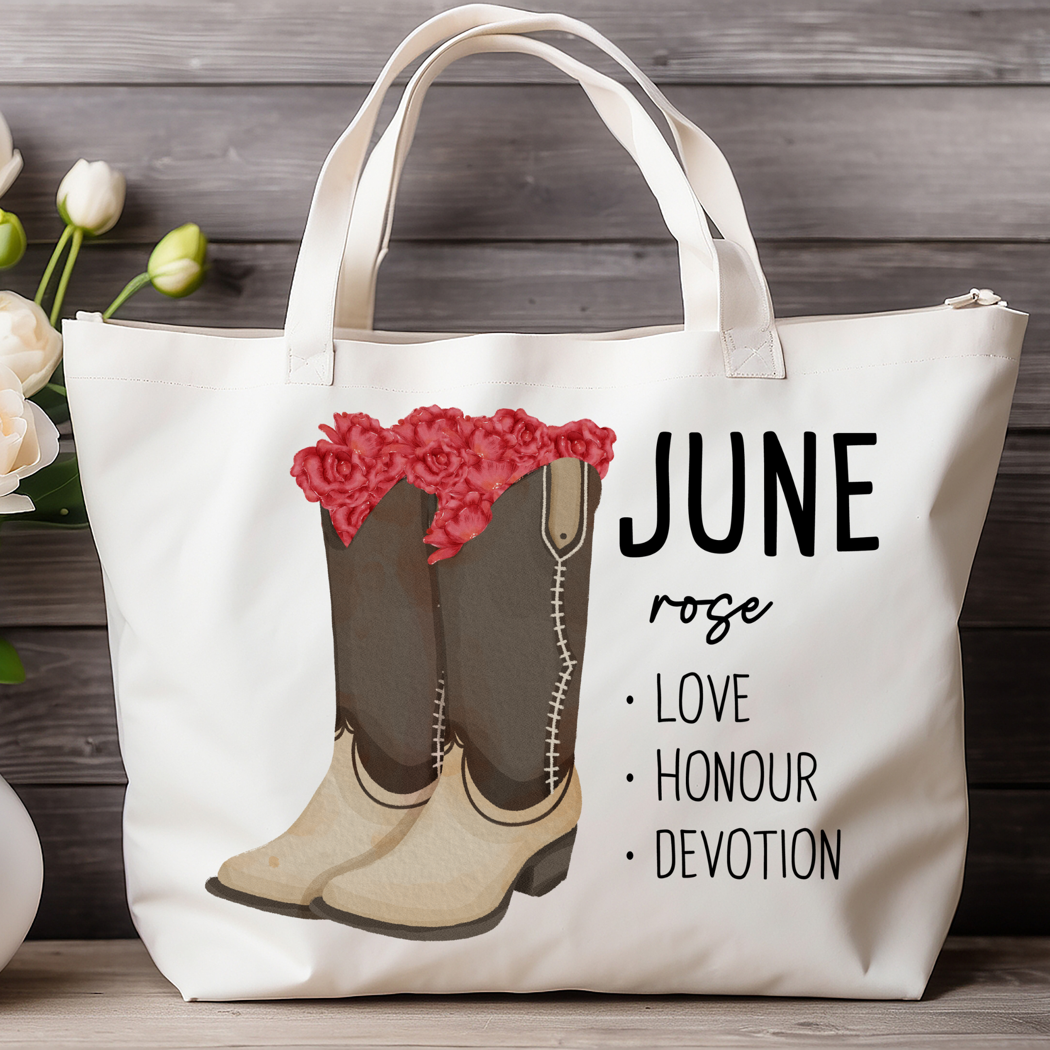 June Bloom & Boot Tote Bag Tote Bag