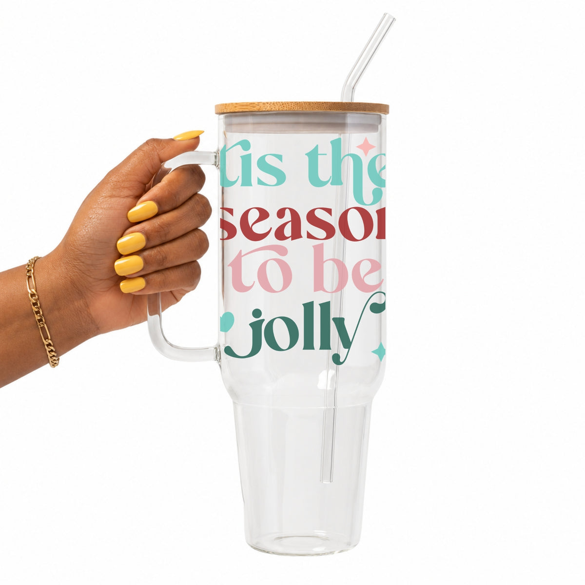 Tis The Season To Be Jolly Glass Cup