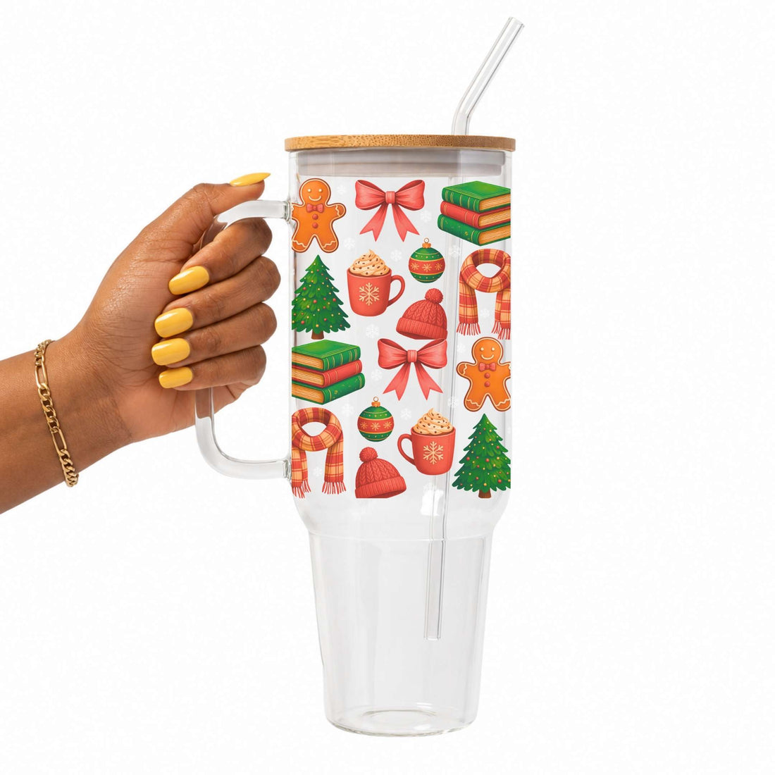 All Booked For Christmas Glass Cup