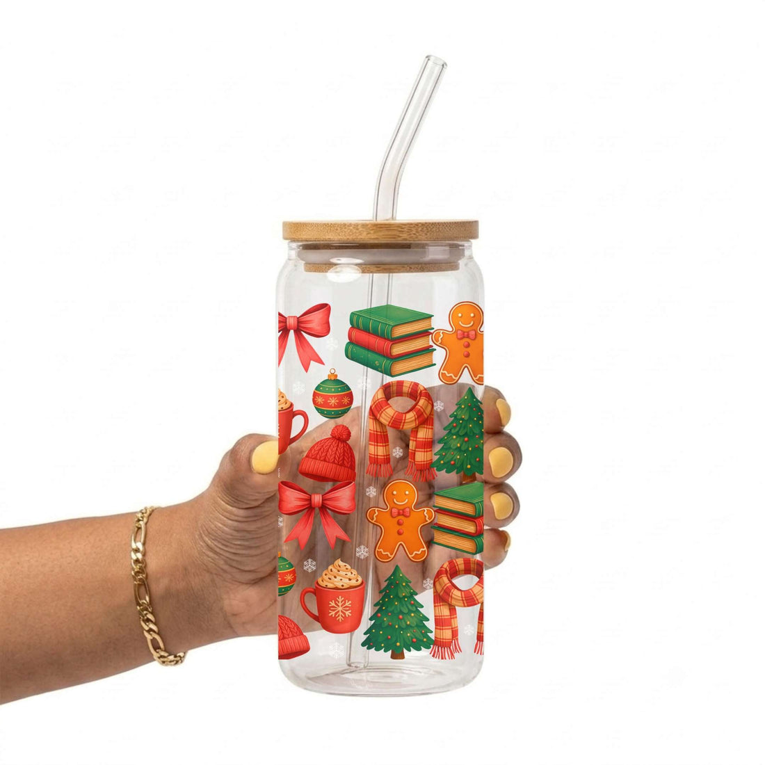 All Booked For Christmas Glass Cup