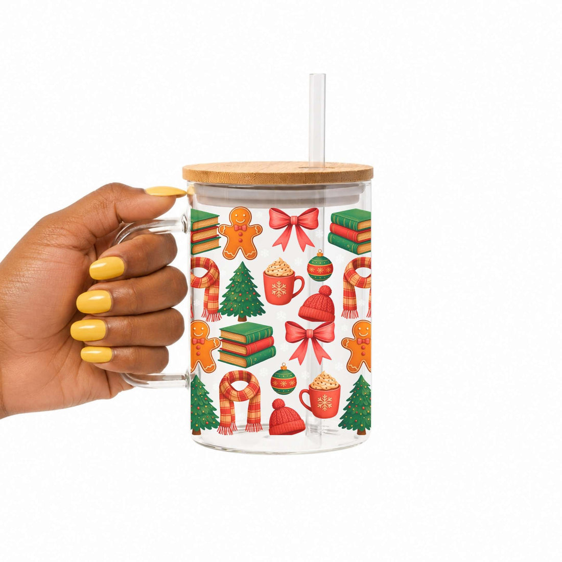 All Booked For Christmas Glass Cup