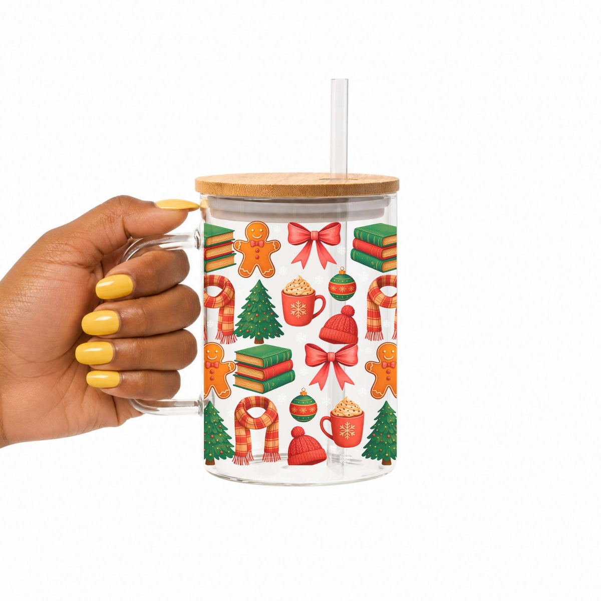 All Booked For Christmas Glass Cup
