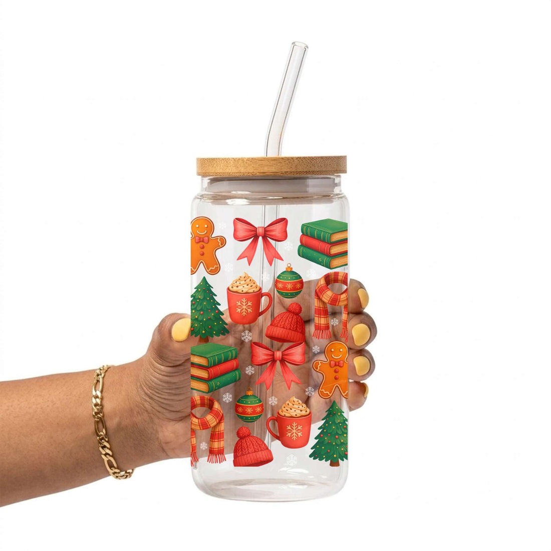 All Booked For Christmas Glass Cup