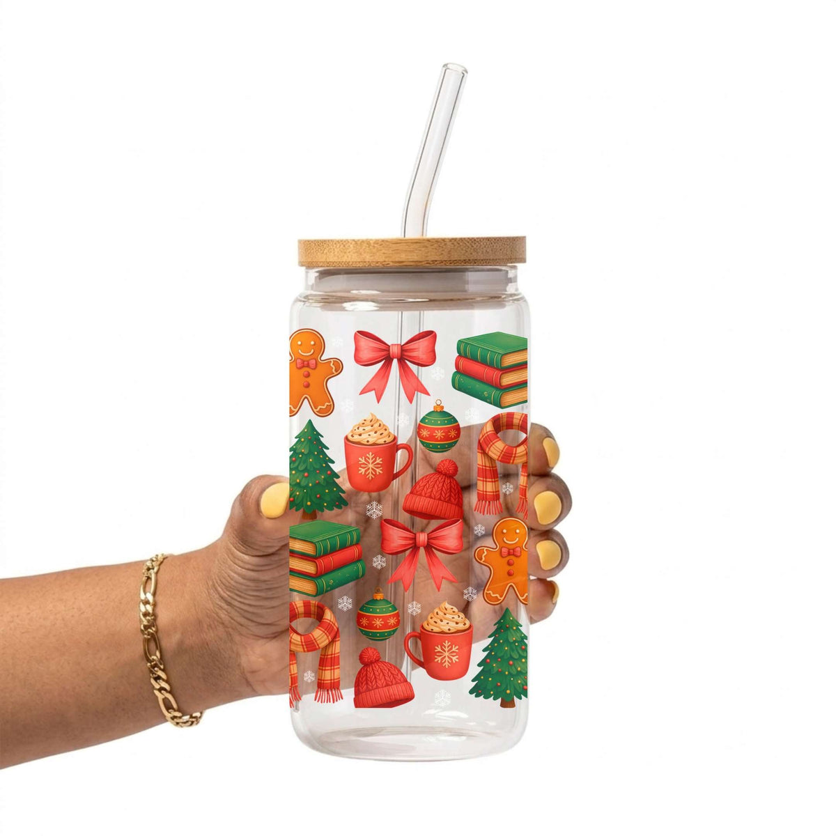 All Booked For Christmas Glass Cup