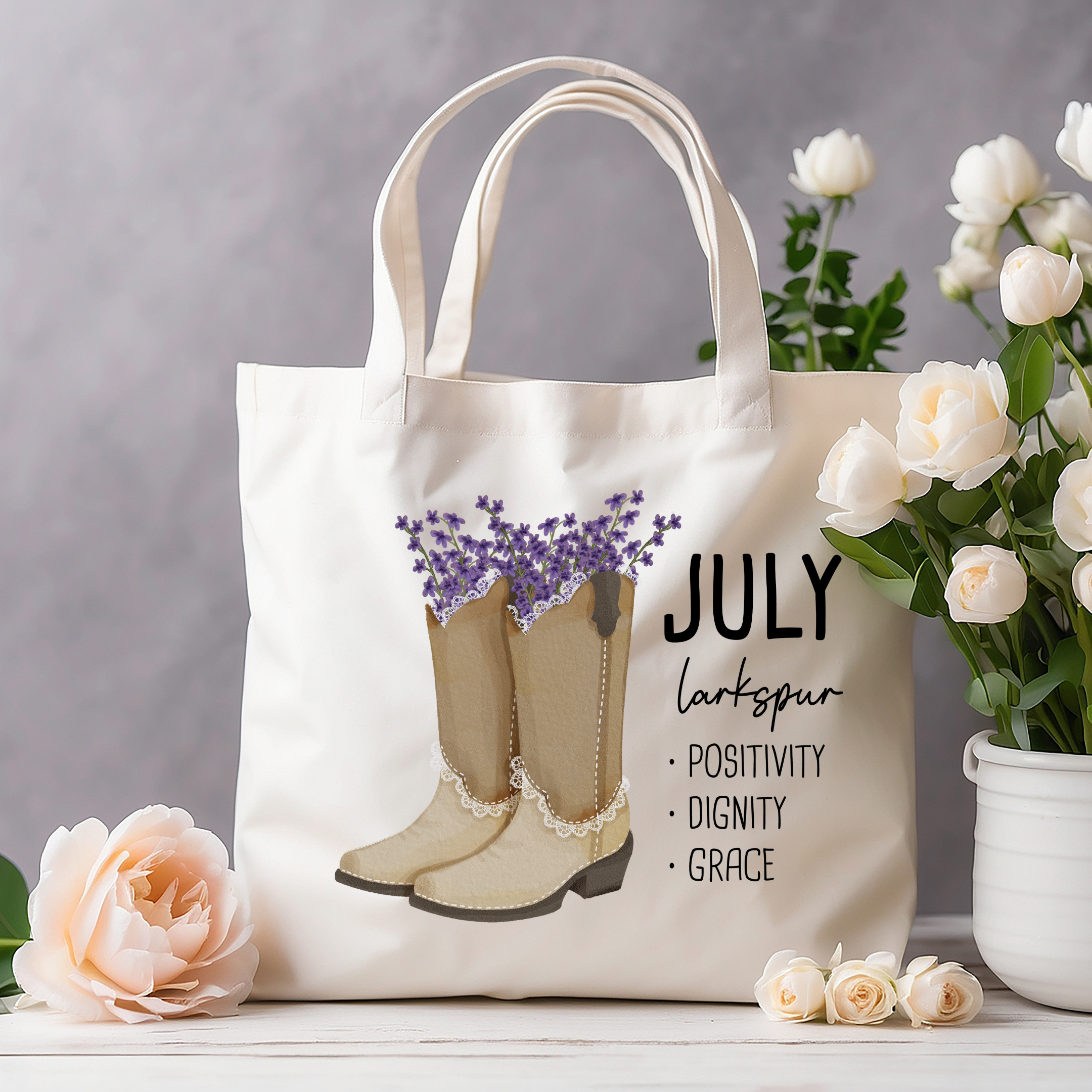 July Bloom & Boot Tote Bag Tote Bag