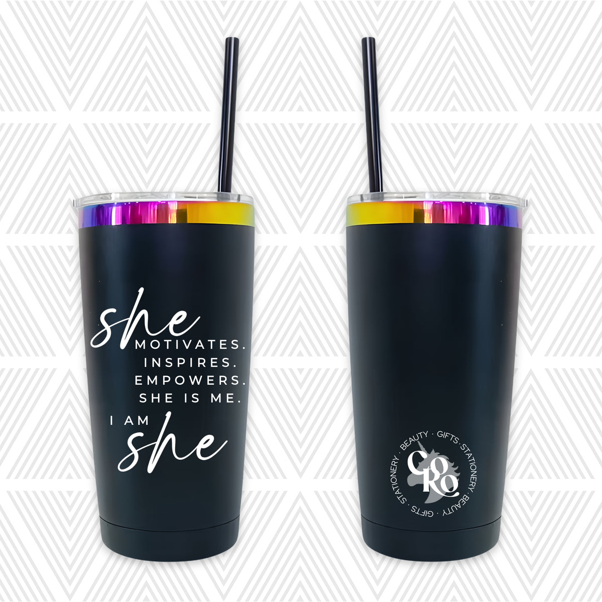 She Motivates 20oz Tapered Tumbler