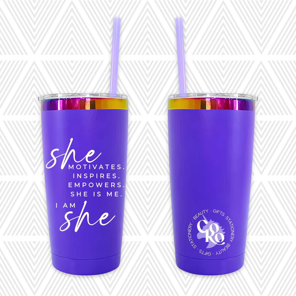 She Motivates 20oz Tapered Tumbler