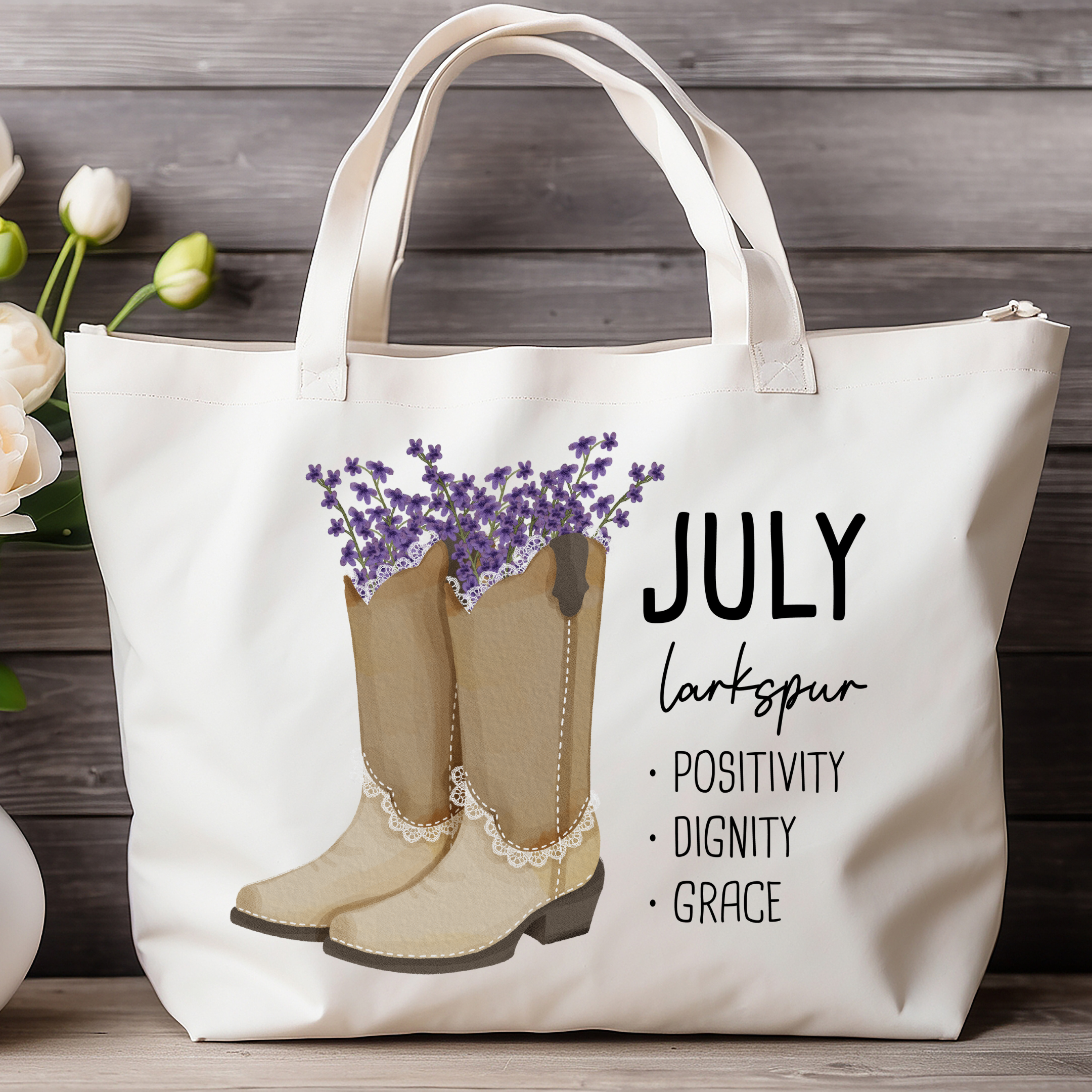 July Bloom & Boot Tote Bag Tote Bag
