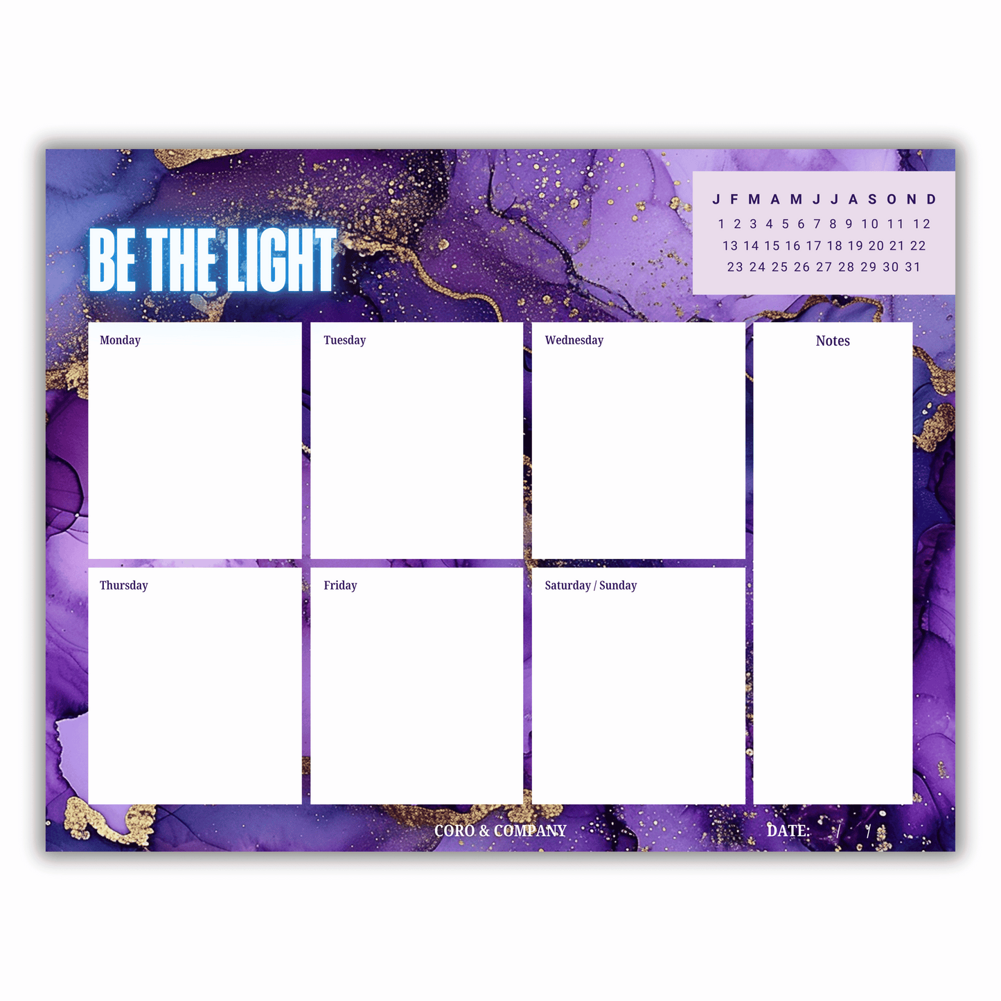 Be The Light Weekly Desk Planner • 8.5 x 11"