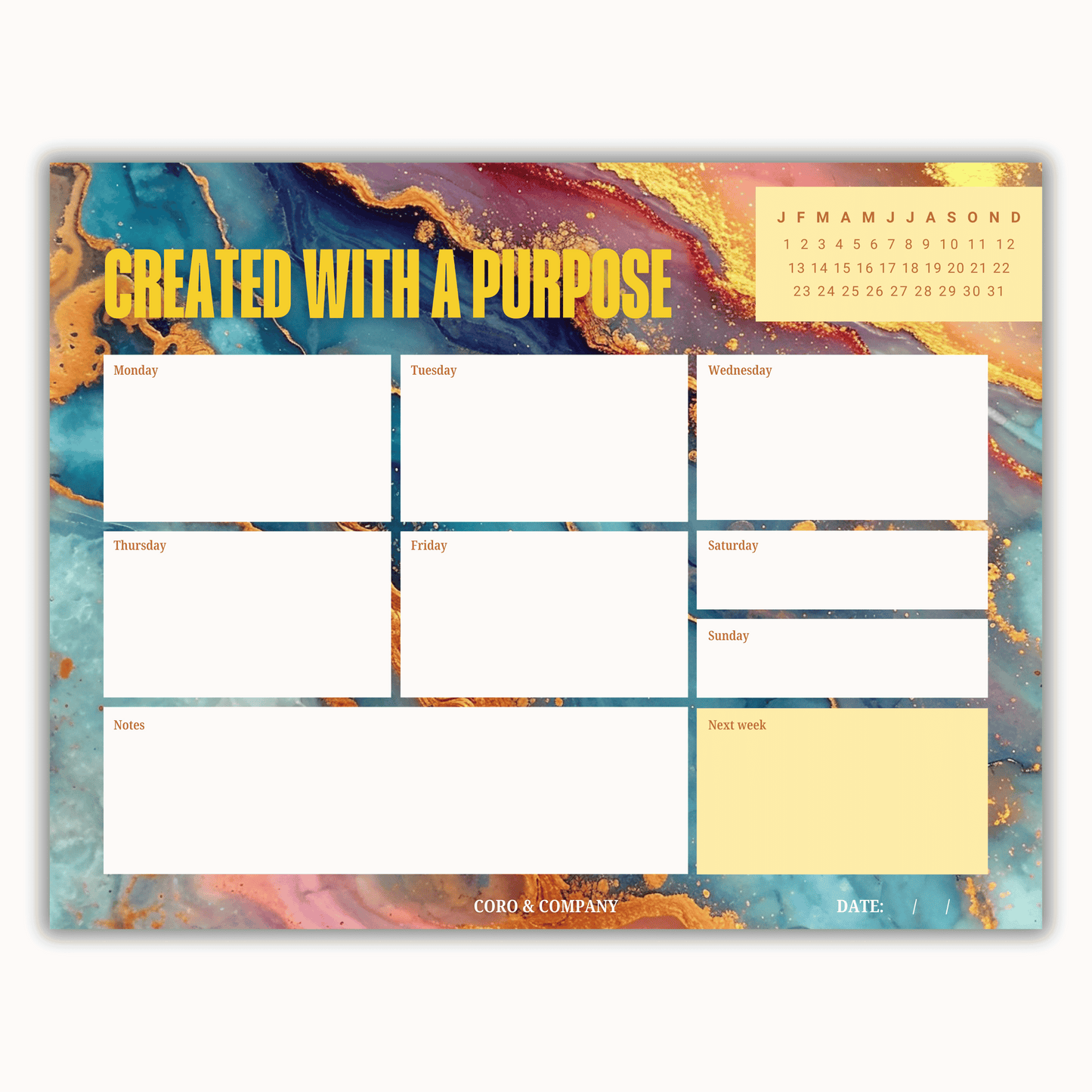 Created With a Purpose Weekly Desk Planner • 8.5 x 11"