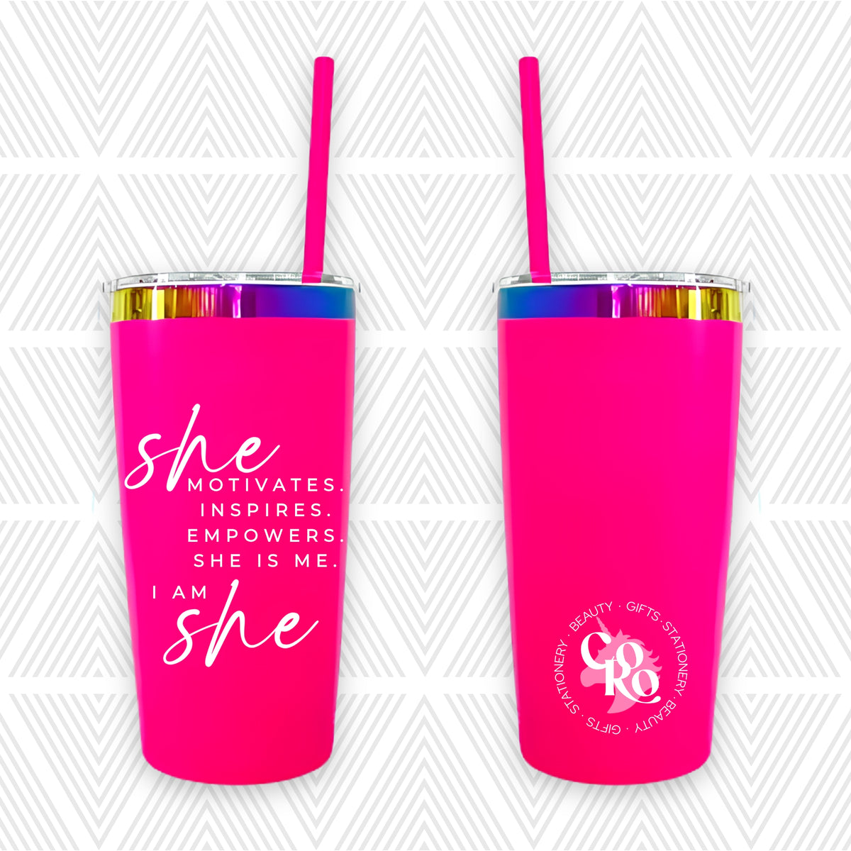 She Motivates 20oz Tapered Tumbler