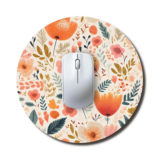 Floral Boho Round Mouse Pad