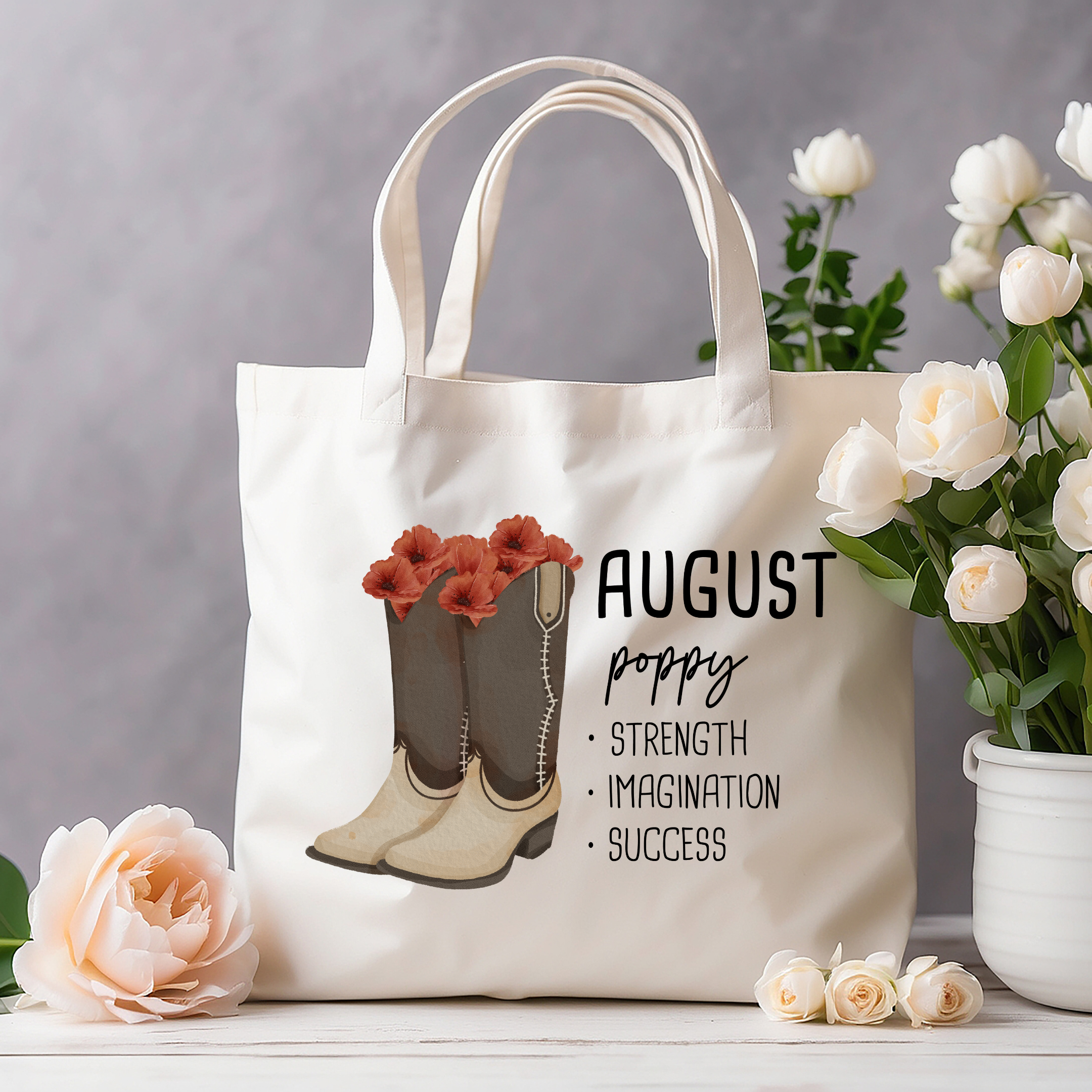 August Bloom & Boot Tote Bag Tote Bag