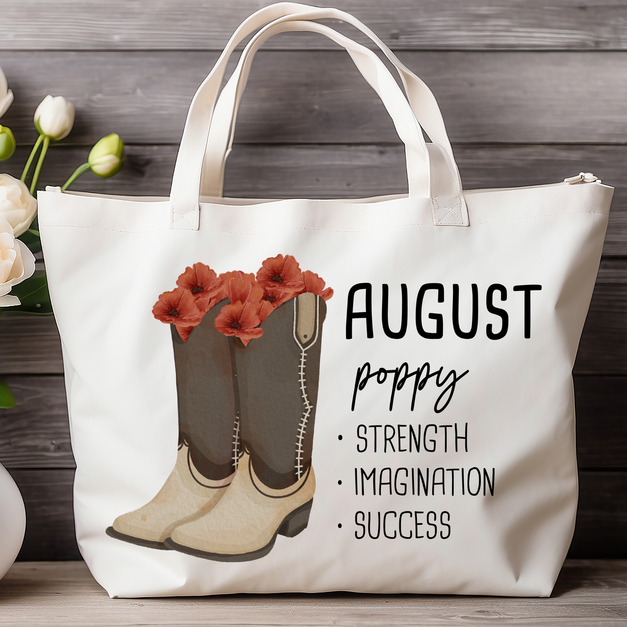August Bloom & Boot Tote Bag Tote Bag