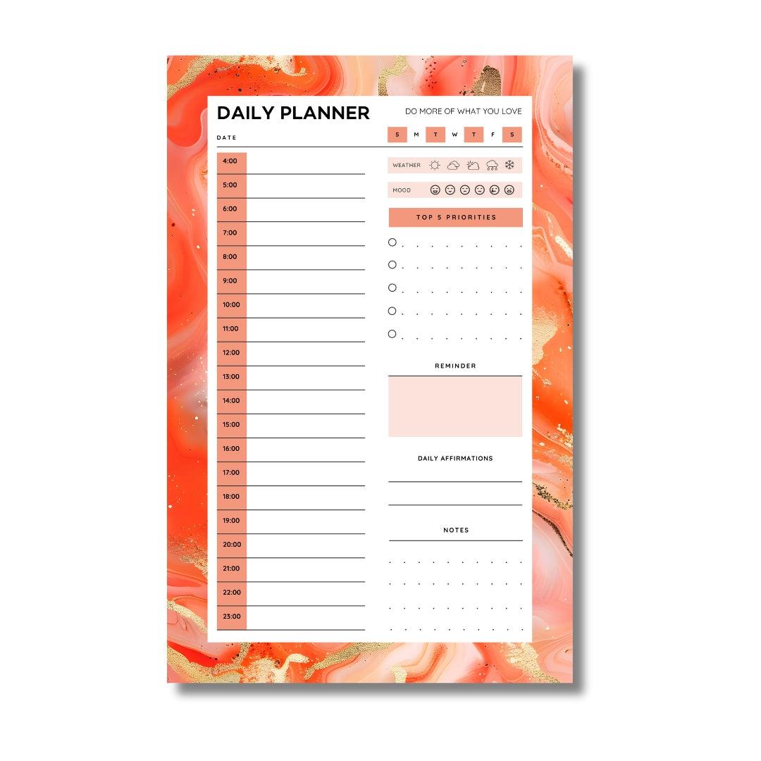 Peach Waves Desktop Daily Planner • 6 x 9"