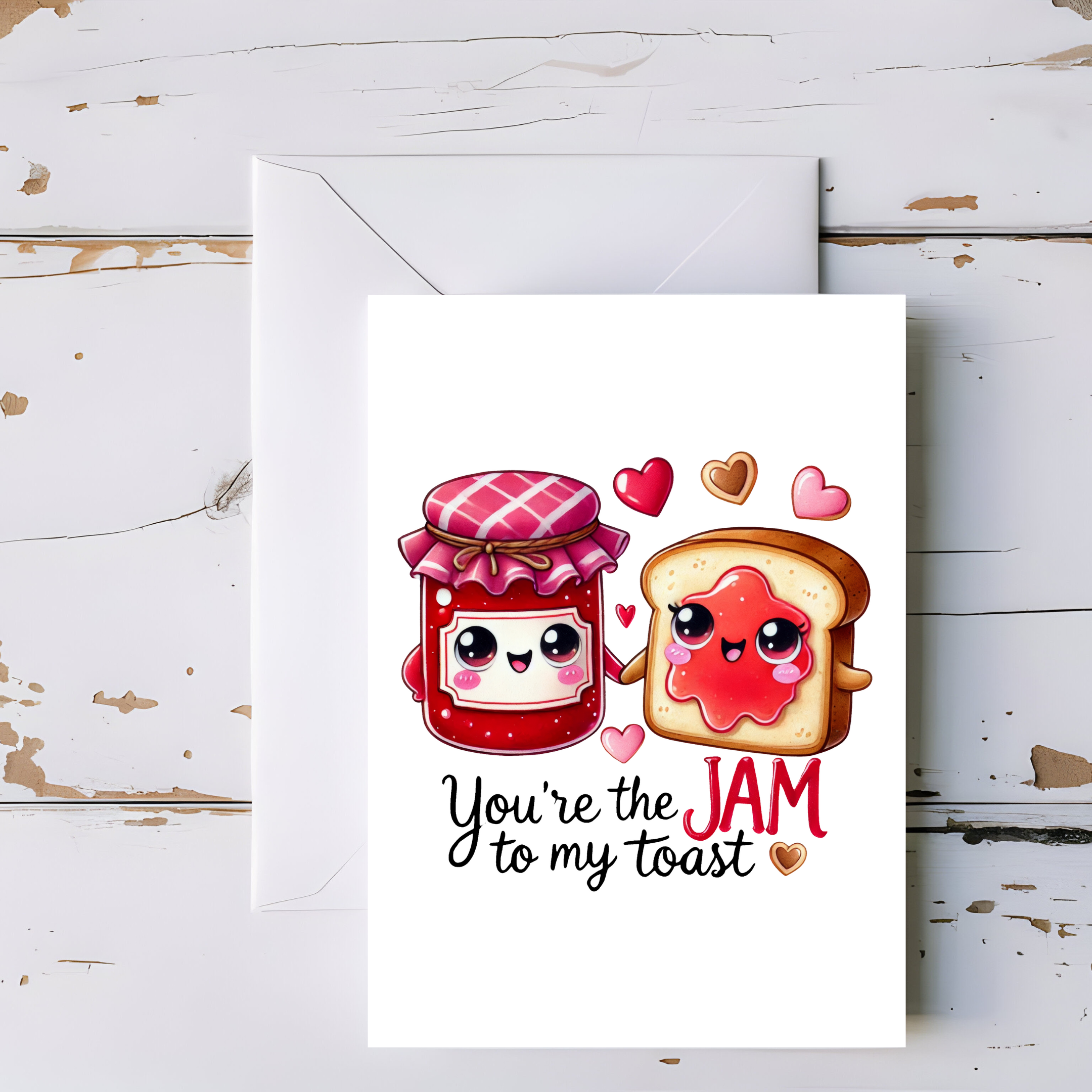 Jam and Toast Greeting Card – Cute Breakfast Foodie Pun, Blank Inside Greeting Card
