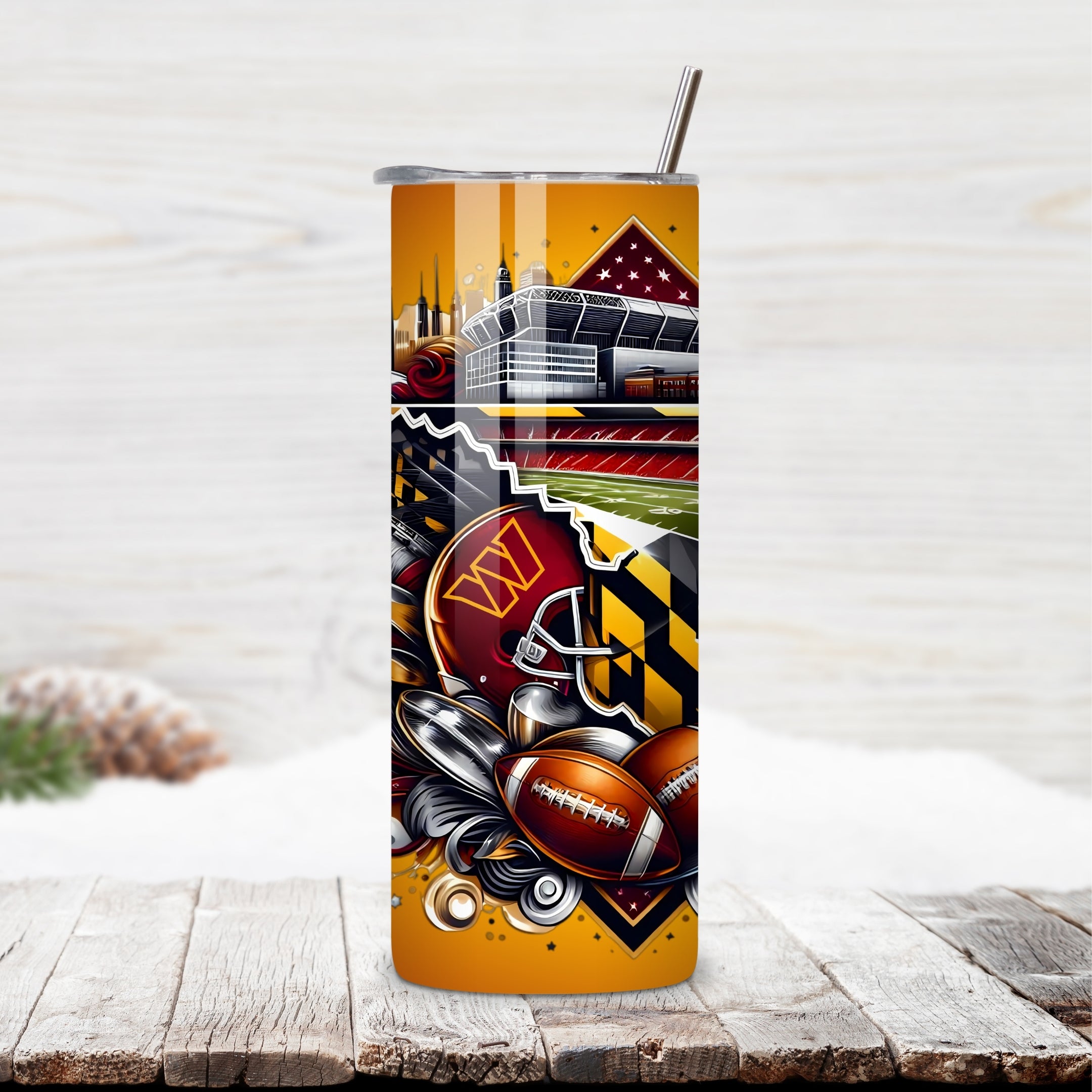 Washington Commanders Home Turf 20oz Stainless Steel Tumbler with Lid and Straw – Maryland Skyline & FedEx Field