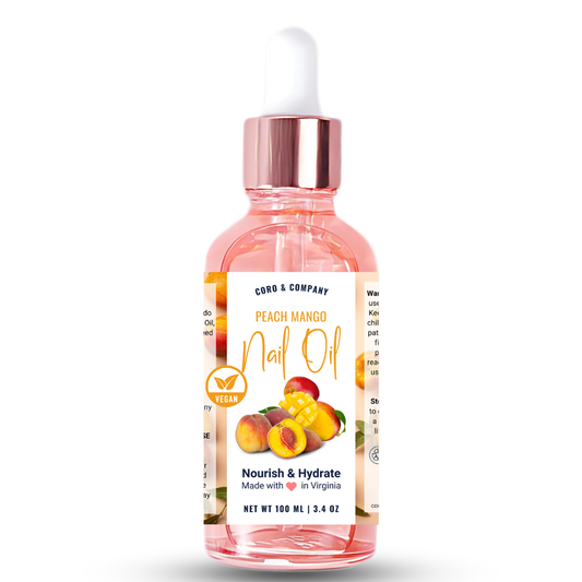 Peach Mango Scented 100ml Nail + Cuticle Oil Dropper Bottle