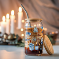Blue Christmas Cup With Lid And Straw