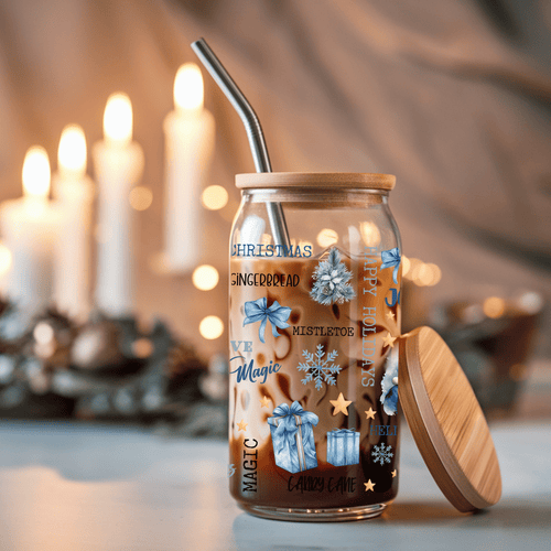 Blue Christmas Cup With Lid And Straw - CoRo & Company