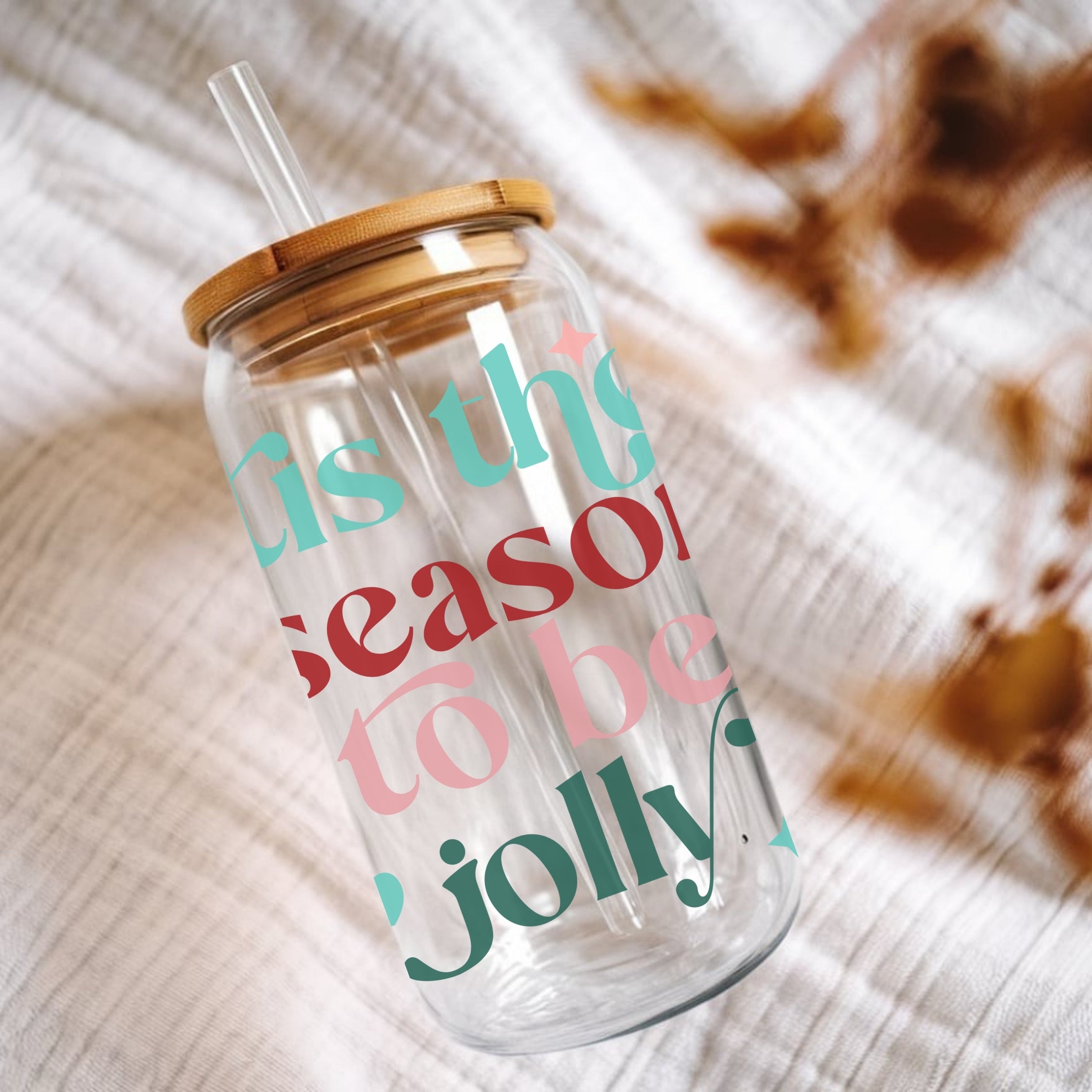 Tis The Season To Be Jolly Cup With Lid And Straw