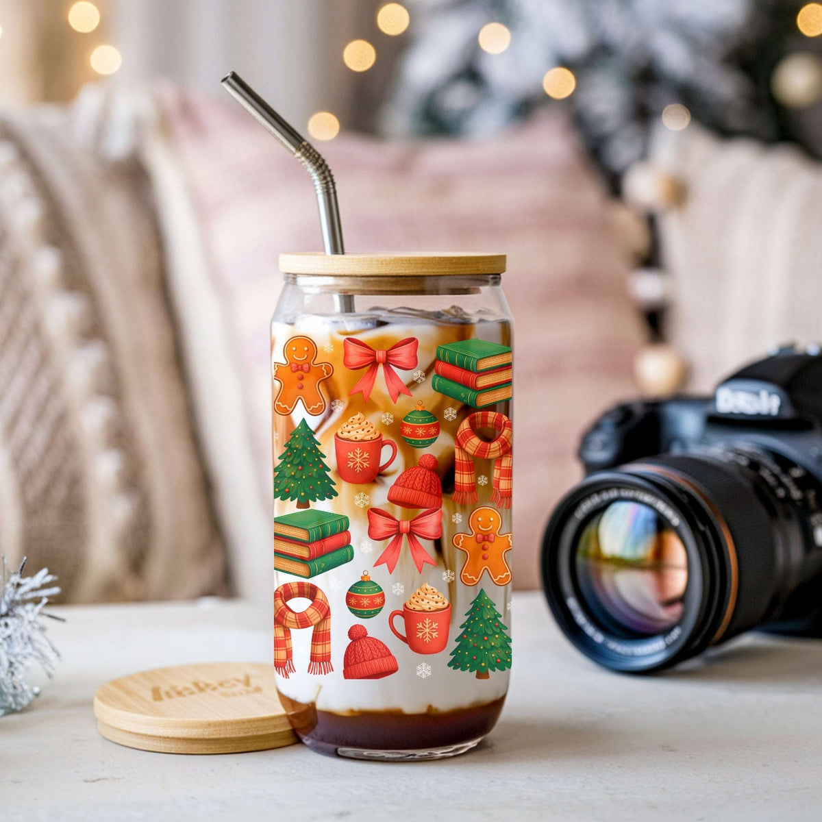 All Booked For Christmas Cup With Lid And Straw - CoRo & Company