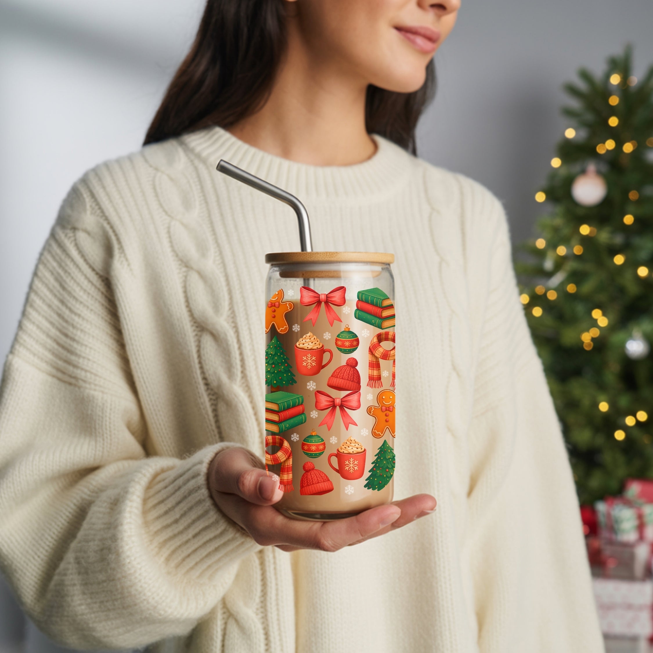 All Booked For Christmas Cup With Lid And Straw