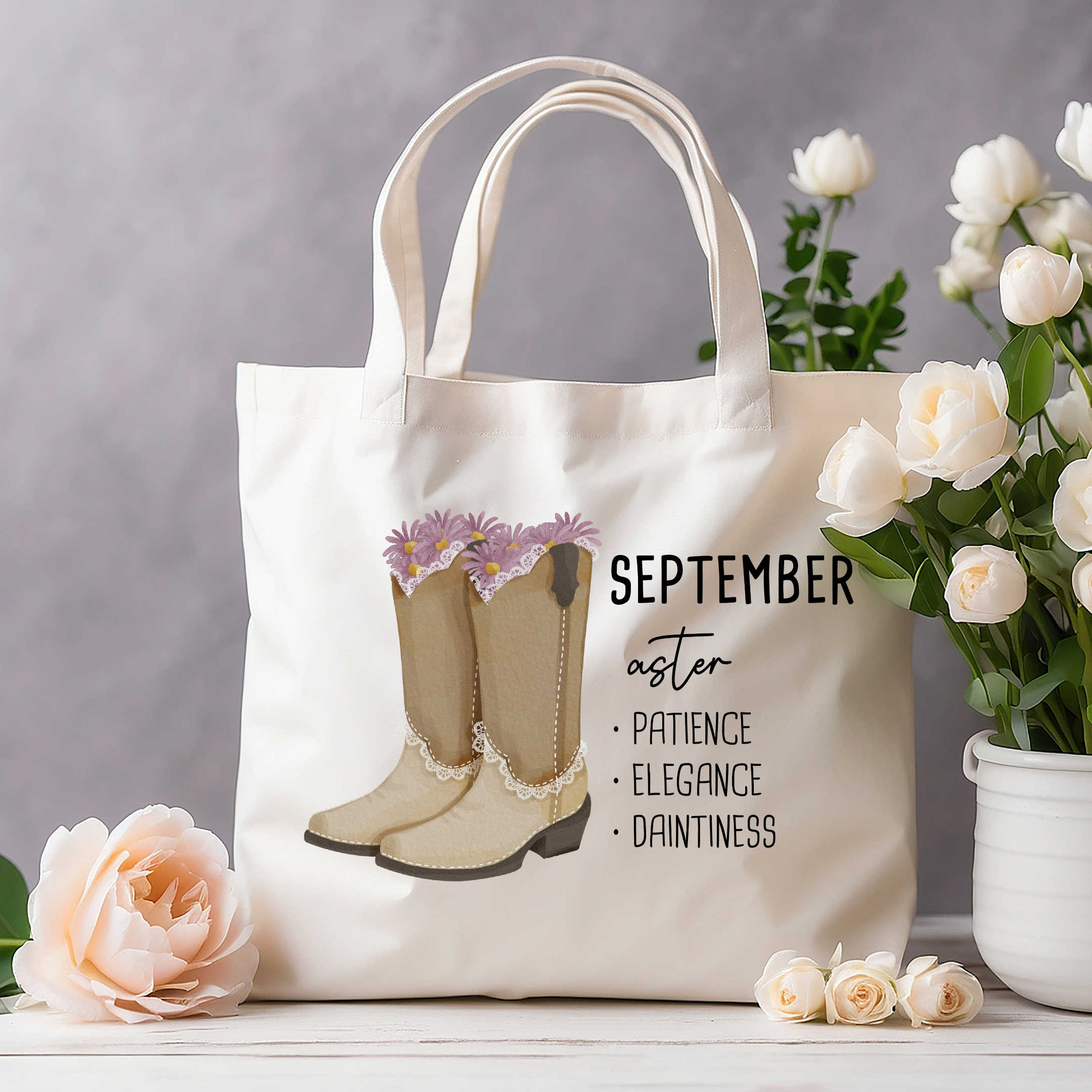 September Bloom & Boot Tote Bag Tote Bag