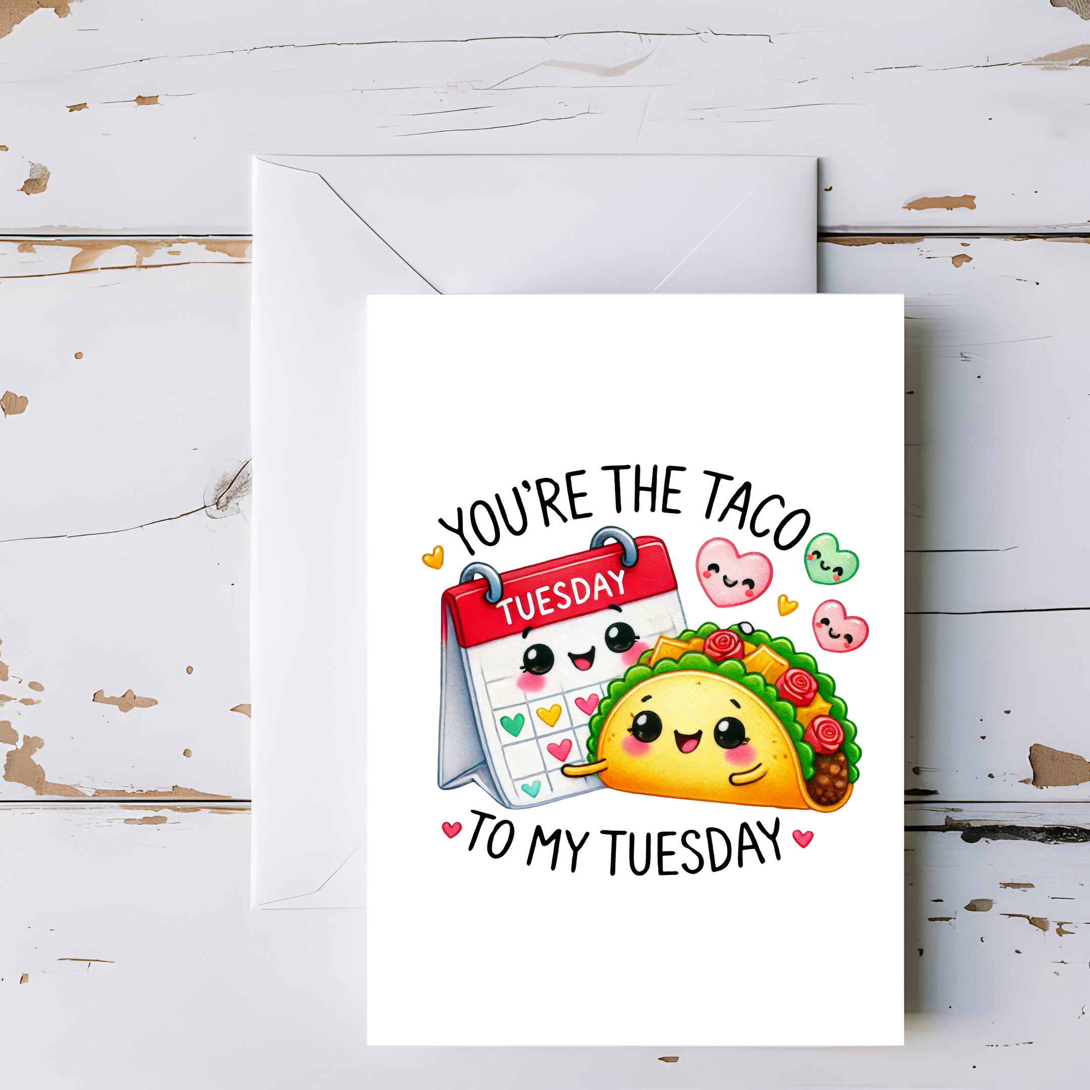 Taco Tuesday Greeting Card – Funny Foodie Love Card, Blank Inside Greeting Card